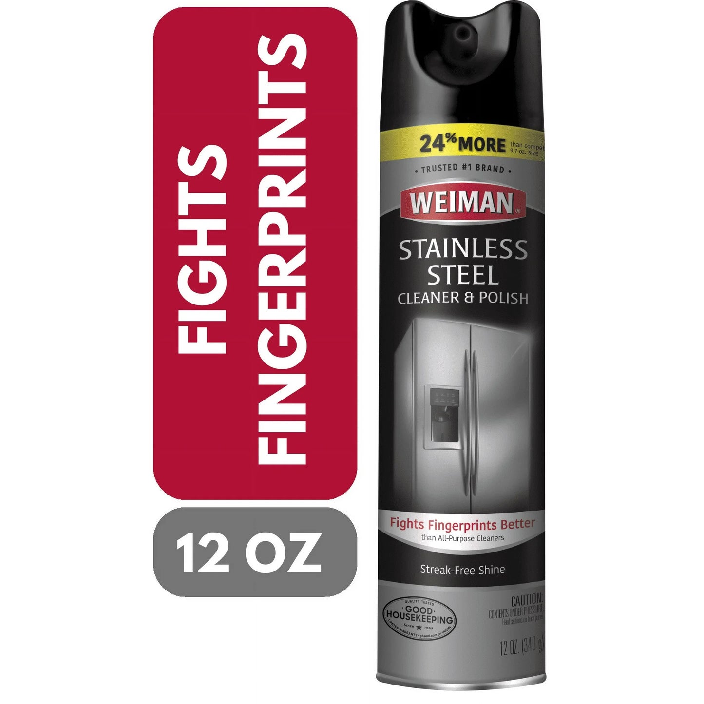 Weiman Limpiador y Abrillantador en Spray de Acero Inoxidable para Electrodomésticos y Cocina, 12 oz, Aroma Floral