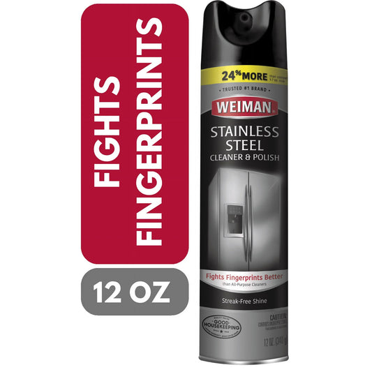 Weiman Limpiador y Abrillantador en Spray de Acero Inoxidable para Electrodomésticos y Cocina, 12 oz, Aroma Floral