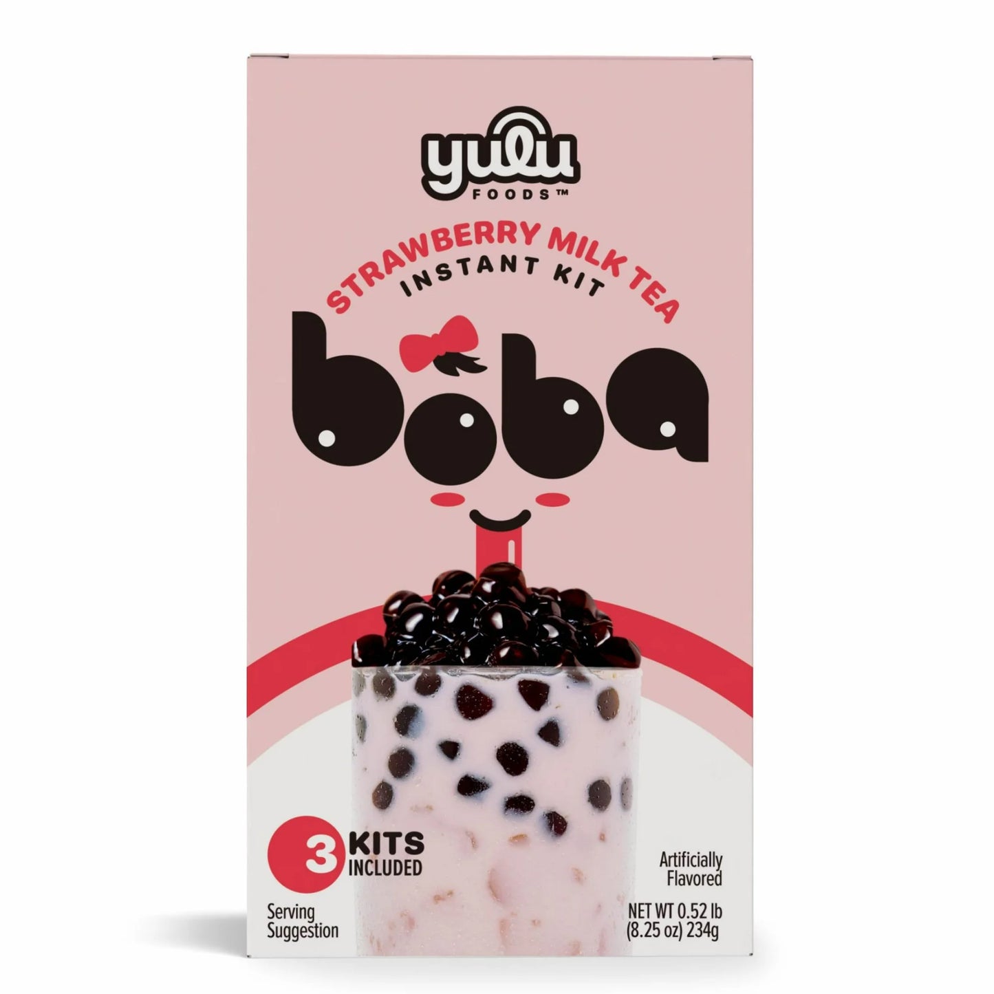 Yulu Té Instantáneo de Leche de Fresa Boba, Kit de Té de Burbujas, 3 Bebidas