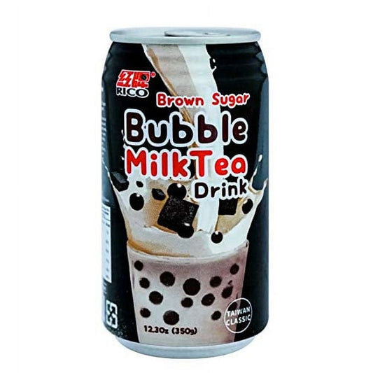 (Paquete de 2) Rico Bubble Milk Tea Bebida Sabor Azúcar Moreno, Lata de 12.3 oz
