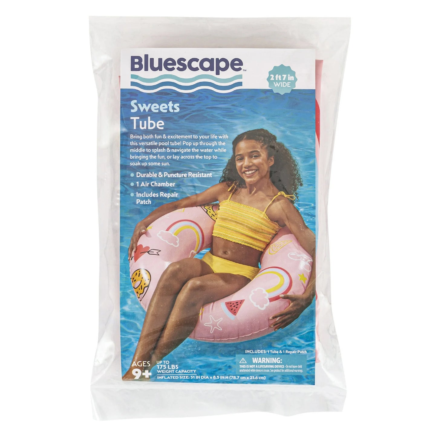 Bluescape Flotador Inflable para Piscina con Tubo de Natación Pink Sweets, para Niños, de 9 Años en Adelante, Unisex