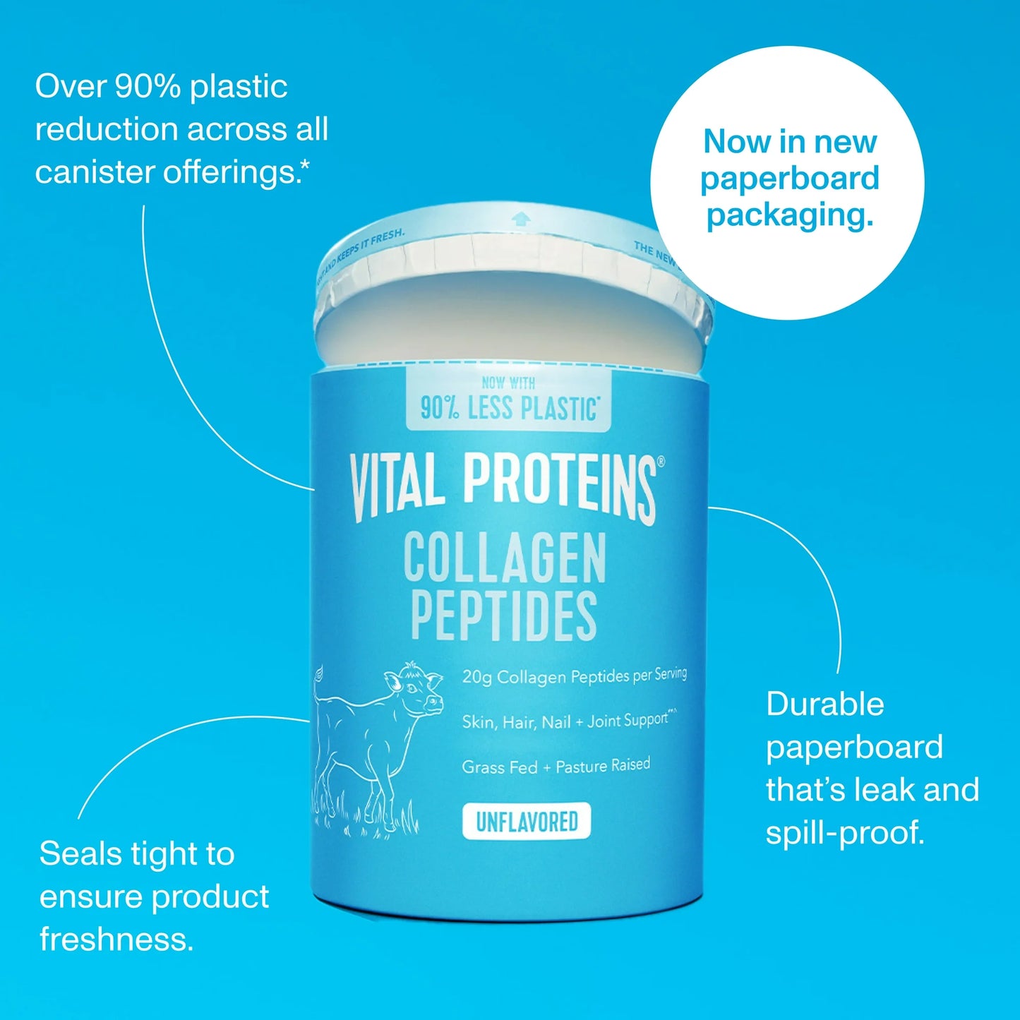 Vital Proteins Collagen Peptides Suplemento en Polvo para Cabello, Piel y Uñas, sin Sabor, 20 oz