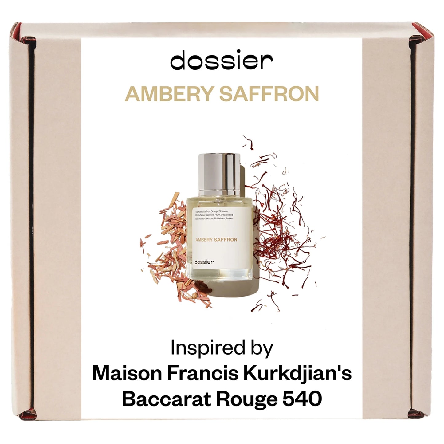 Dossier Eau de Parfum de Azafrán Ambery, Inspirado en el Rouge Baccarat de Mfk 540, Perfume Unisex, 1,7 oz