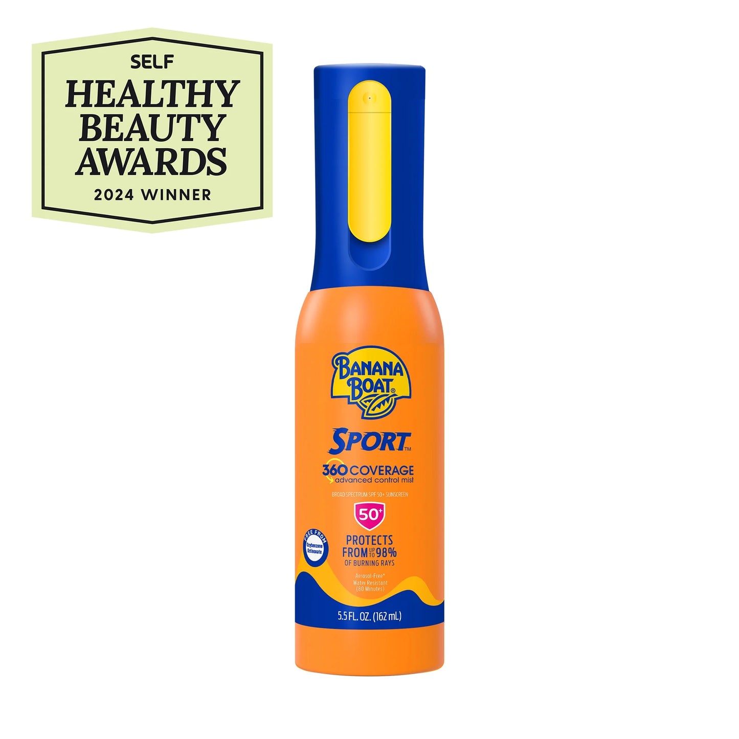 Banana Boat Sport 360 Cobertura SPF 50 Niebla de Protección Solar, Spray de Protección Solar Recargable para Adultos, 5.5 fl oz