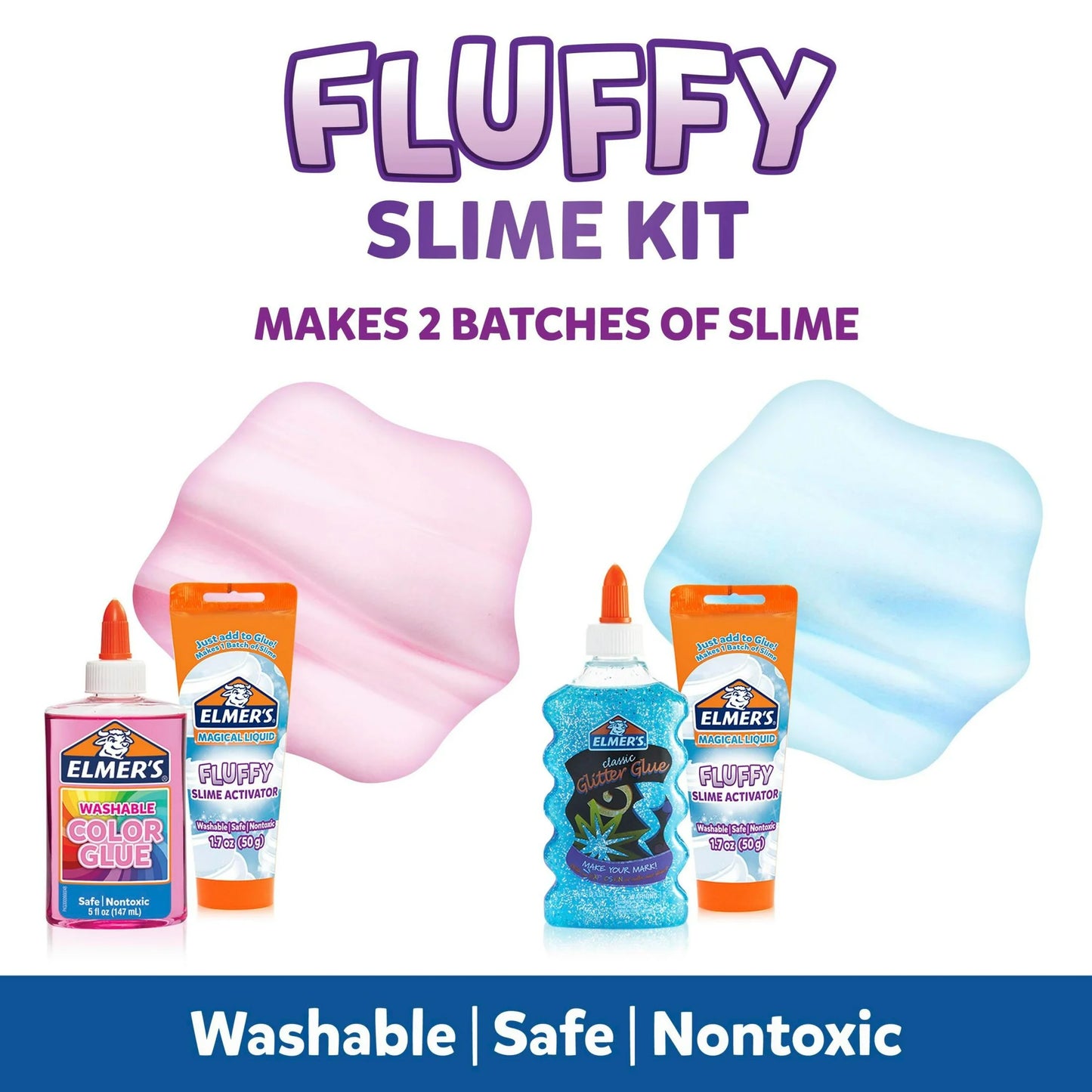 Elmer's Elmer's Elmer's Kit Slime Esponjoso Incluye Pegamento Translúcido Pegamento con Purpurina Activador de Elmer's Slime, 4 Unidades