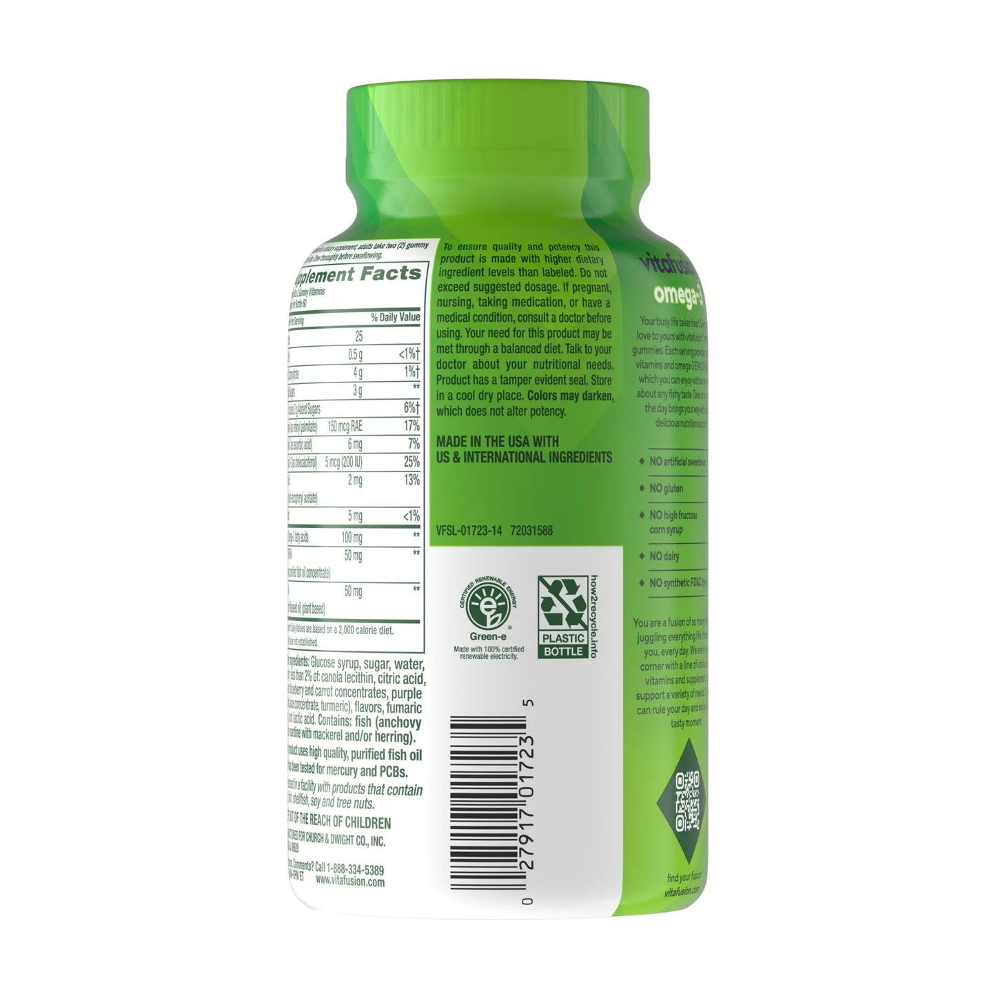 vitafusion Vitaminas Gomosas Omega-3, Vitaminas para la Salud Del Corazón con Sabor a Limonada de Bayas (1), 120 Unidades