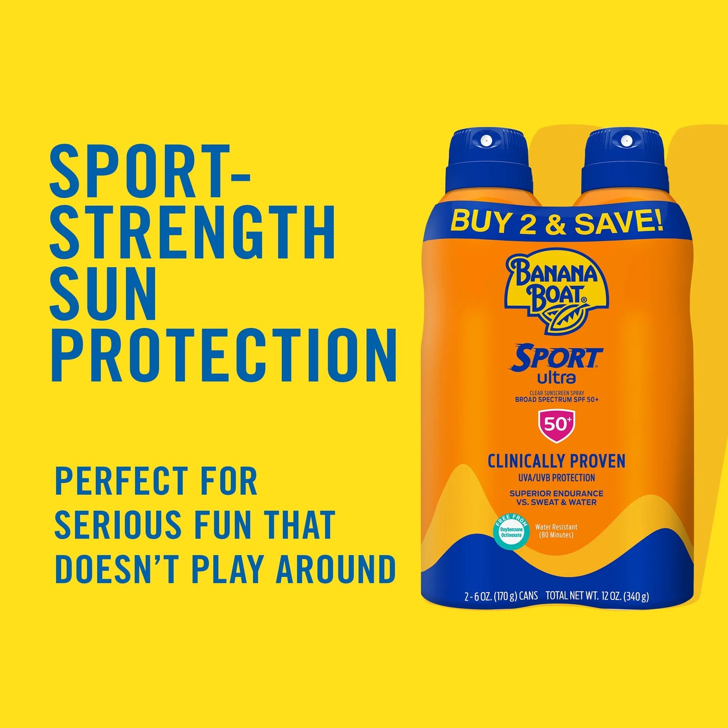 Banana Boat Sport Ultra SPF 50 Paquete Doble con Protector Solar en Aerosol, Protector Solar en Aerosol, Bloqueador Solar para Adultos, 6 oz Unidad