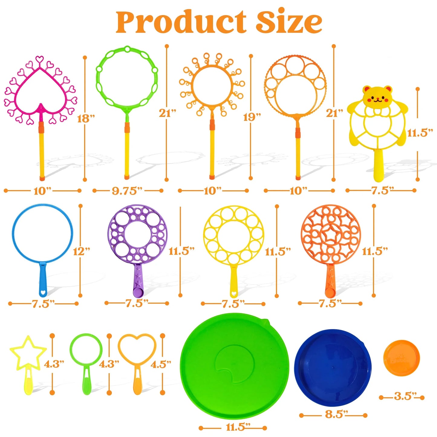 Syncfun Juego de 12 Varitas Gigantes de Burbujas de 21" con Bandeja para Niños, Verano, Juego Al Aire Libre, Fiesta de Cumpleaños, Juegos, 6 Pzas de Solución de Burbujas Apta para Personas de Todas las Edades