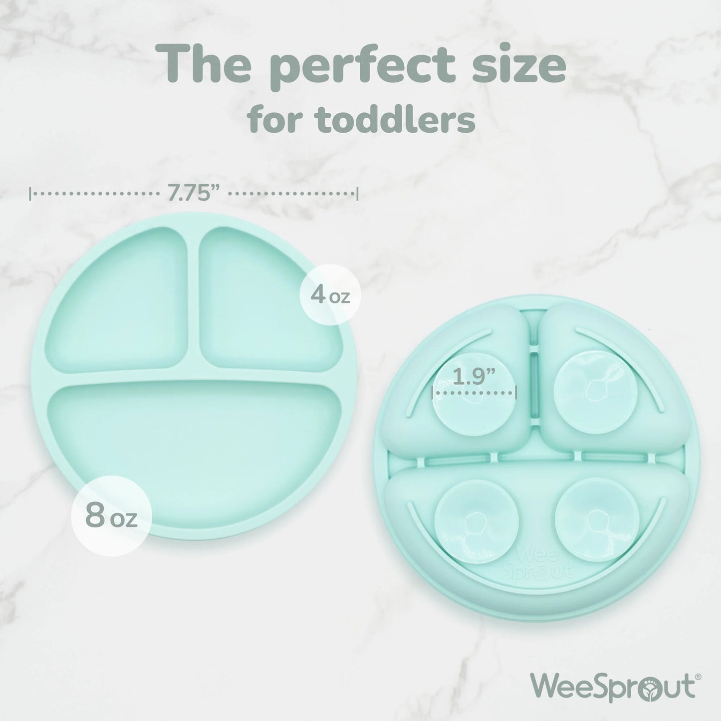 WeeSprout Platos de Succión con Tapa para Bebés y Niños Pequeños, 100% Silicona, Vajilla Que Se Mantiene en Su Sitio, Paquete de 3