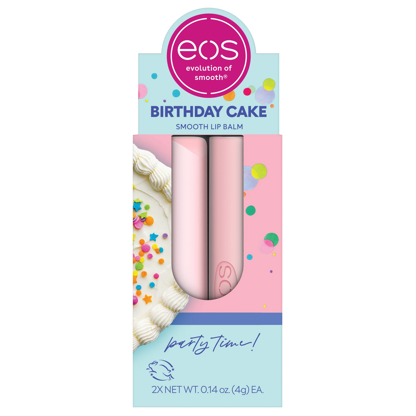 eos Natural Shea Lip Balm- Pastel de Cumpleaños, 0.14 oz, Paquete de 2