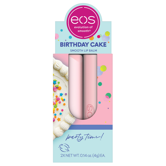 eos Natural Shea Lip Balm- Pastel de Cumpleaños, 0.14 oz, Paquete de 2