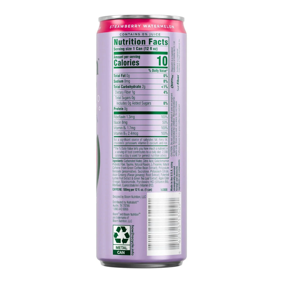 Bebida Energética Bloom Fresa Sandía - Lata de 12 fl oz