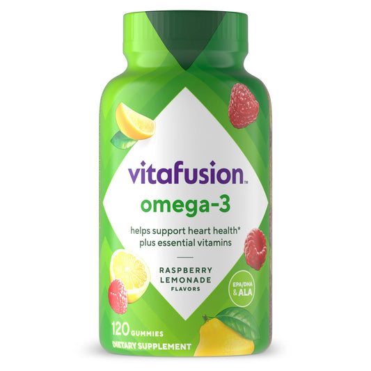 vitafusion Vitaminas Gomosas Omega-3, Vitaminas para la Salud Del Corazón con Sabor a Limonada de Bayas (1), 120 Unidades