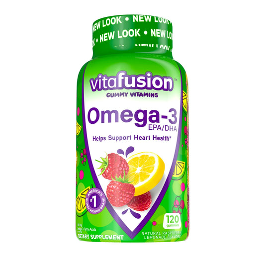 vitafusion Vitaminas Gomosas Omega-3, Vitaminas para la Salud Del Corazón con Sabor a Limonada de Bayas (1), 120 Unidades